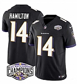 Men's Baltimore Ravens #14 Kyle Hamilton Black F.U.S.E 2024 AFC North Division Champions Vapor Limited Jersey,baseball caps,new era cap wholesale,wholesale hats